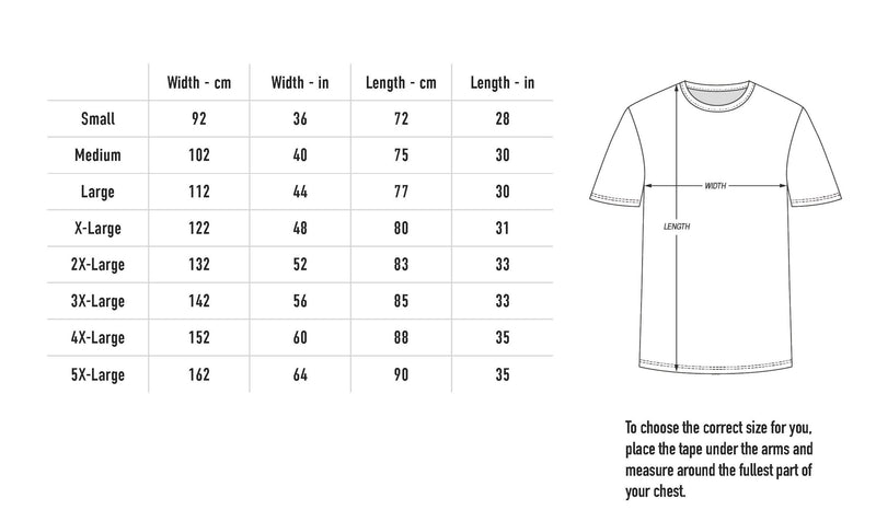 Size chart for House Of Protection Logo Tee - Black